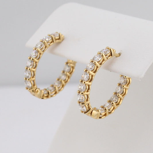Diamond Inside Out Hoop Oval Shape Earrings