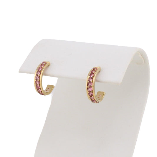 Pink Tourmaline Hoop Earrings