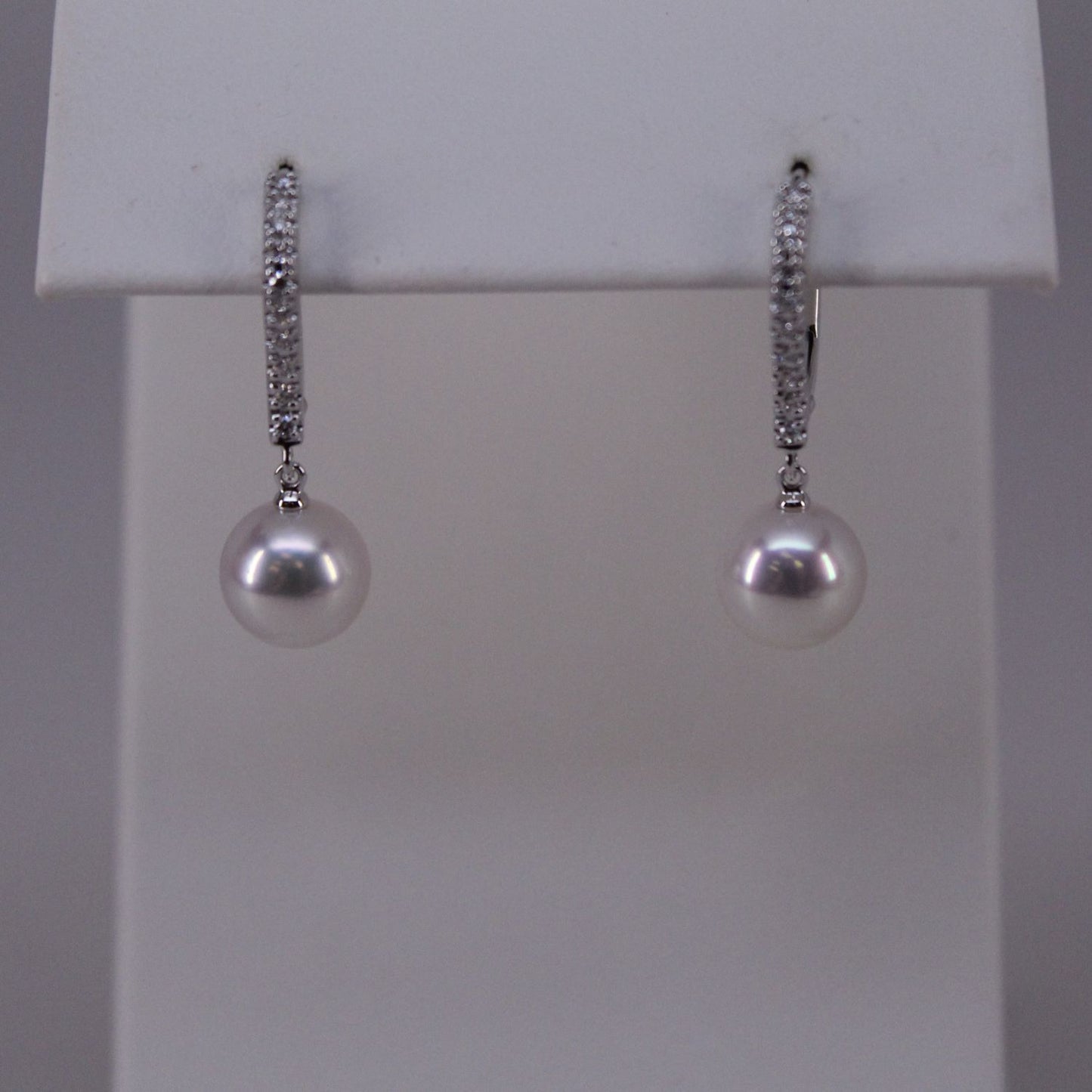 7.5MM Akoya Diamond Dangle Earrings