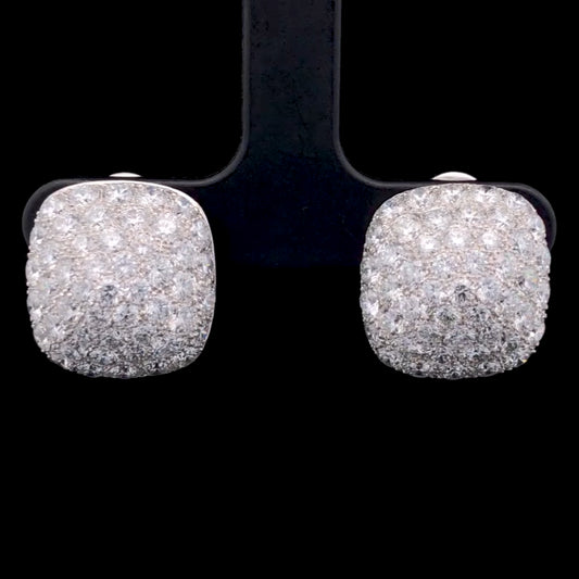 Pave Set Diamond Clip On Earrings