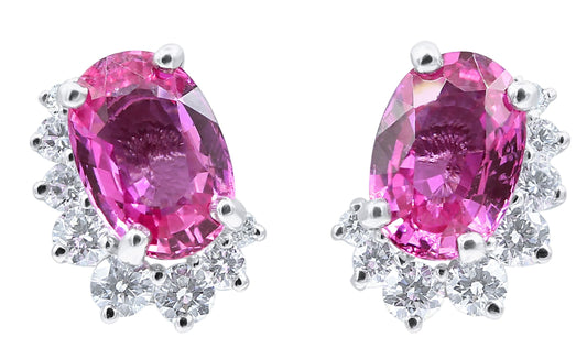 Pink Sapphire and Diamond Clip On Earrings