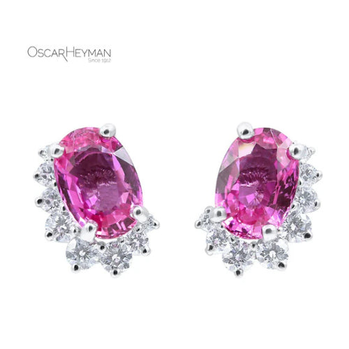 Pink Sapphire and Diamond Clip On Earrings