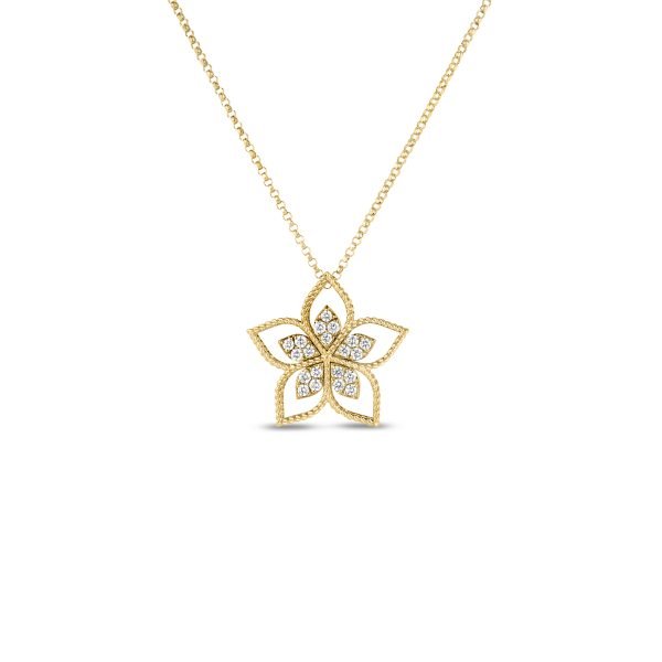 Vernazza Collection Open Frame Diamond Flower Necklace