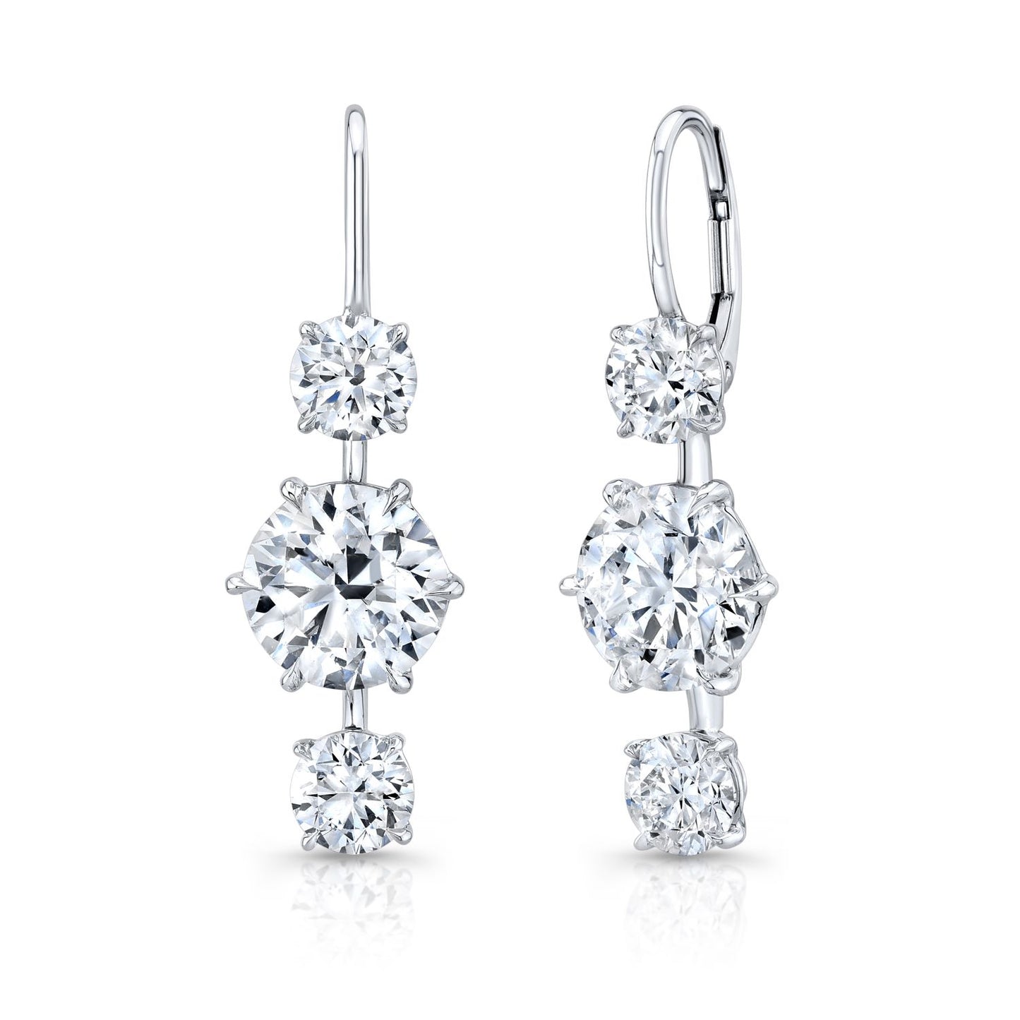 Articulated 3-Stone Diamond Drop Earrings