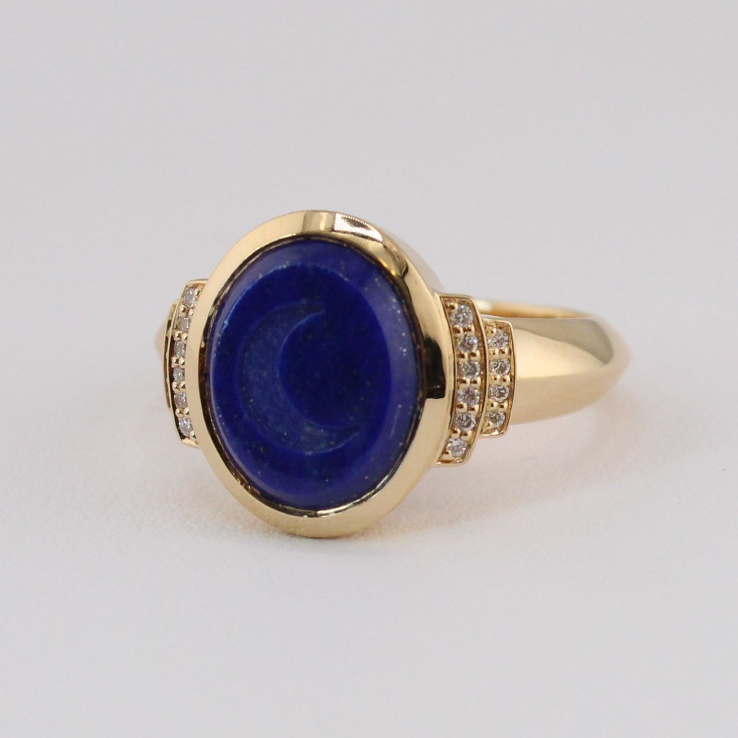 Lapis Crescent Moon Signet Ring