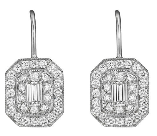 Art Deco Collection Emerald Cut Diamond Earrings