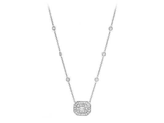 Art Deco Collection Emerald Cut Diamond Necklace