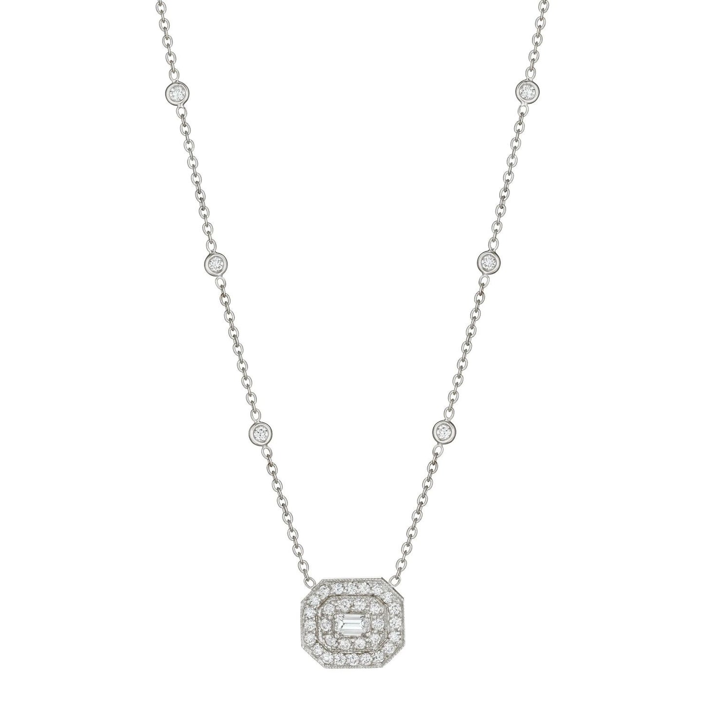 Art Deco Collection Emerald Cut Diamond Necklace