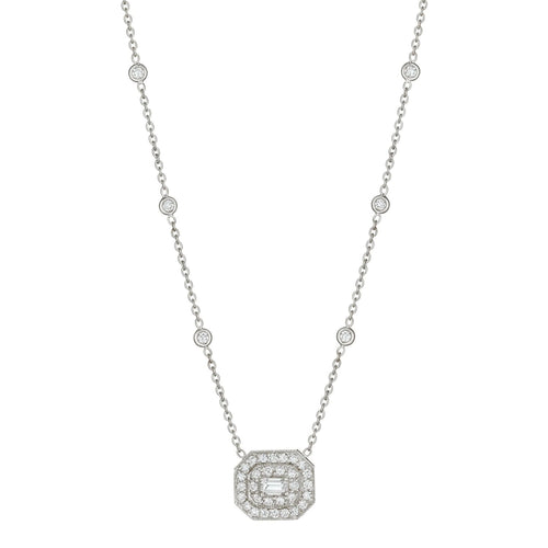 Art Deco Collection Emerald Cut Diamond Necklace