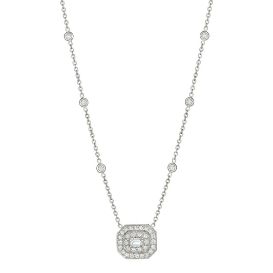 Art Deco Collection Emerald Cut Diamond Necklace