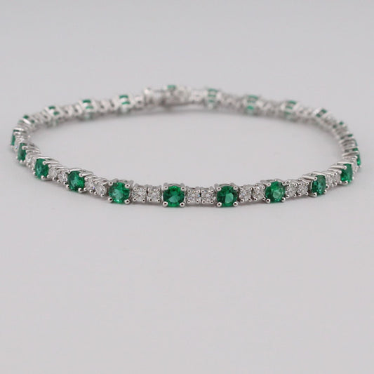 Emerald and Diamond Line Bracelet