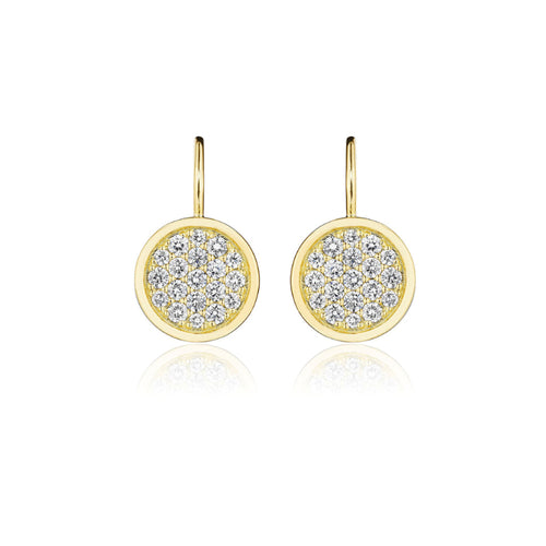 Penny Pave Collection Pave Diamond Round Disc Earrings