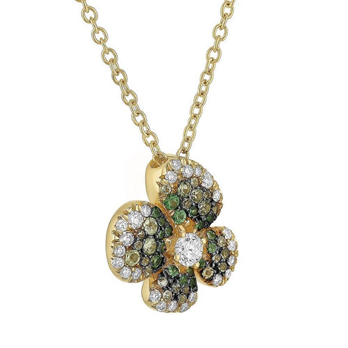 Ischia Collection Tsavorite and Diamond Flower Pendant