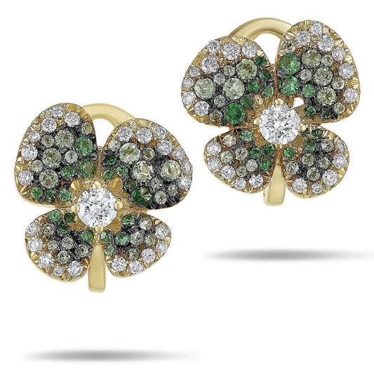 Ischia Collection Tsavorite and Diamond Flower Earrings