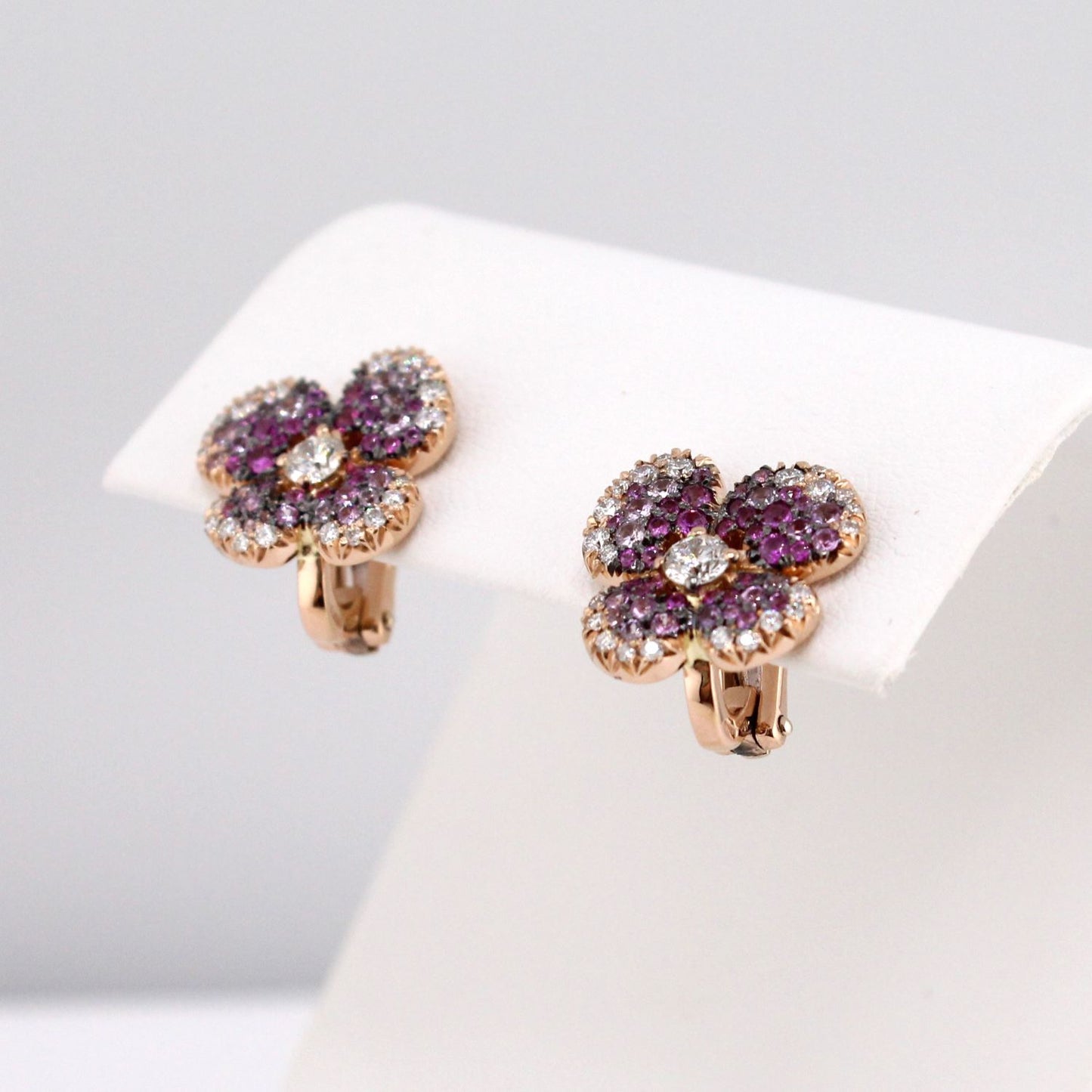 Ischia Collection Pink Sapphire and Diamond Flower Earrings