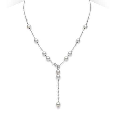 Pearls in Motion Akoya Cultured Pearl & Diamond Necklace