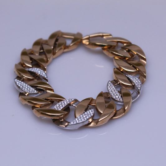 Large Curb Link Bracelet with Diamonds