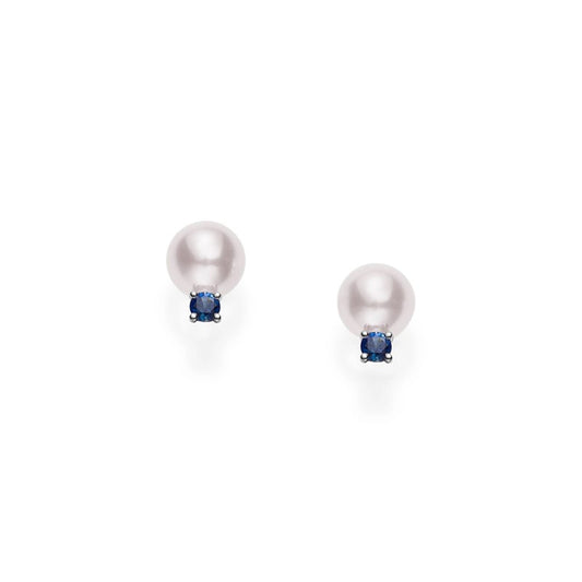 Classic Collection Akoya Cultured Pearl & Blue Sapphire Earrings