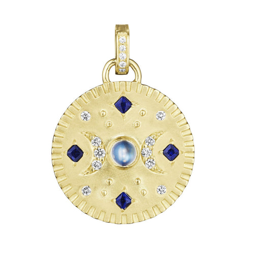 Medallion Collection Moonstone & Blue Sapphire Pendant