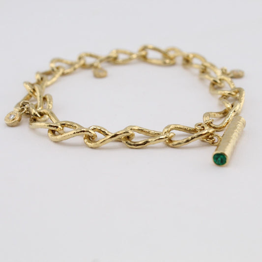 Elizabeth Link Bracelet with Diamond Dangles