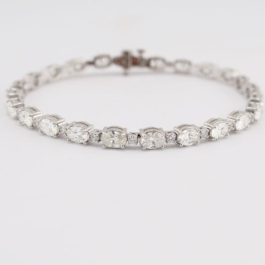 Oval & Round Cut Diamond Line Bracelet