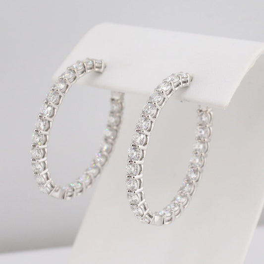 Diamond Inside Outside Oval Shape Hoops