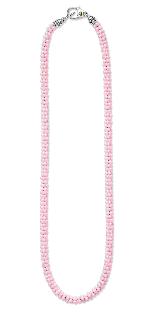 Pink Caviar Ceramic Beaded Necklace