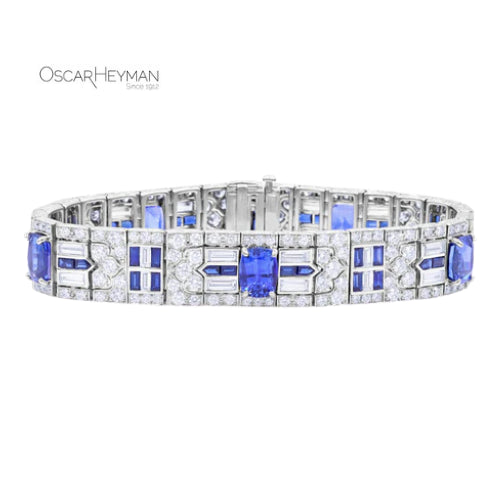 Certified Blue Sapphire and Diamond Bracelet