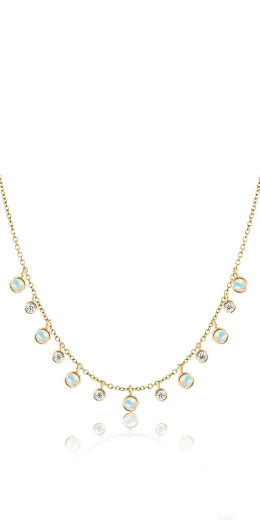 Yellow Gold Opal Layering Necklace