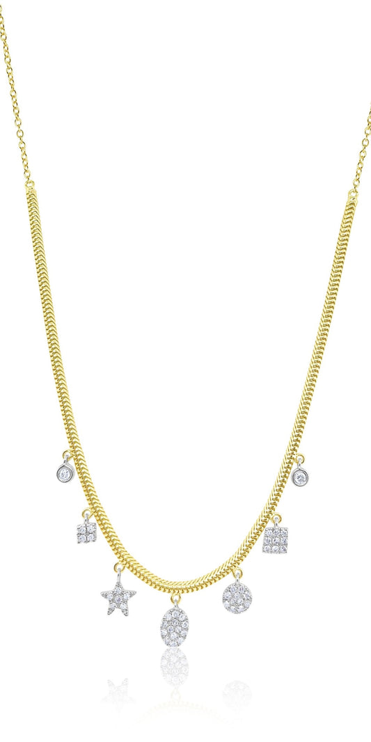 Yellow Gold Diamond Bezel Necklace
