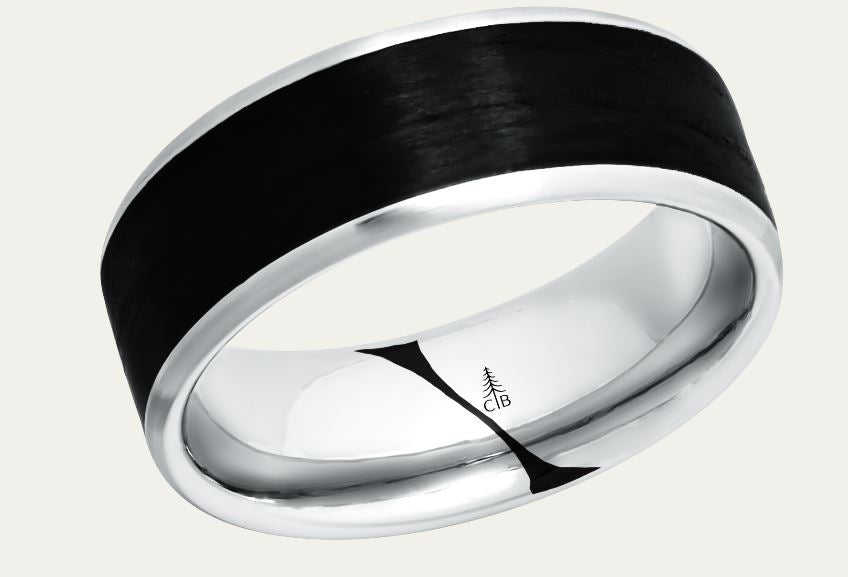 6MM Platinum Carbon Wedding Band