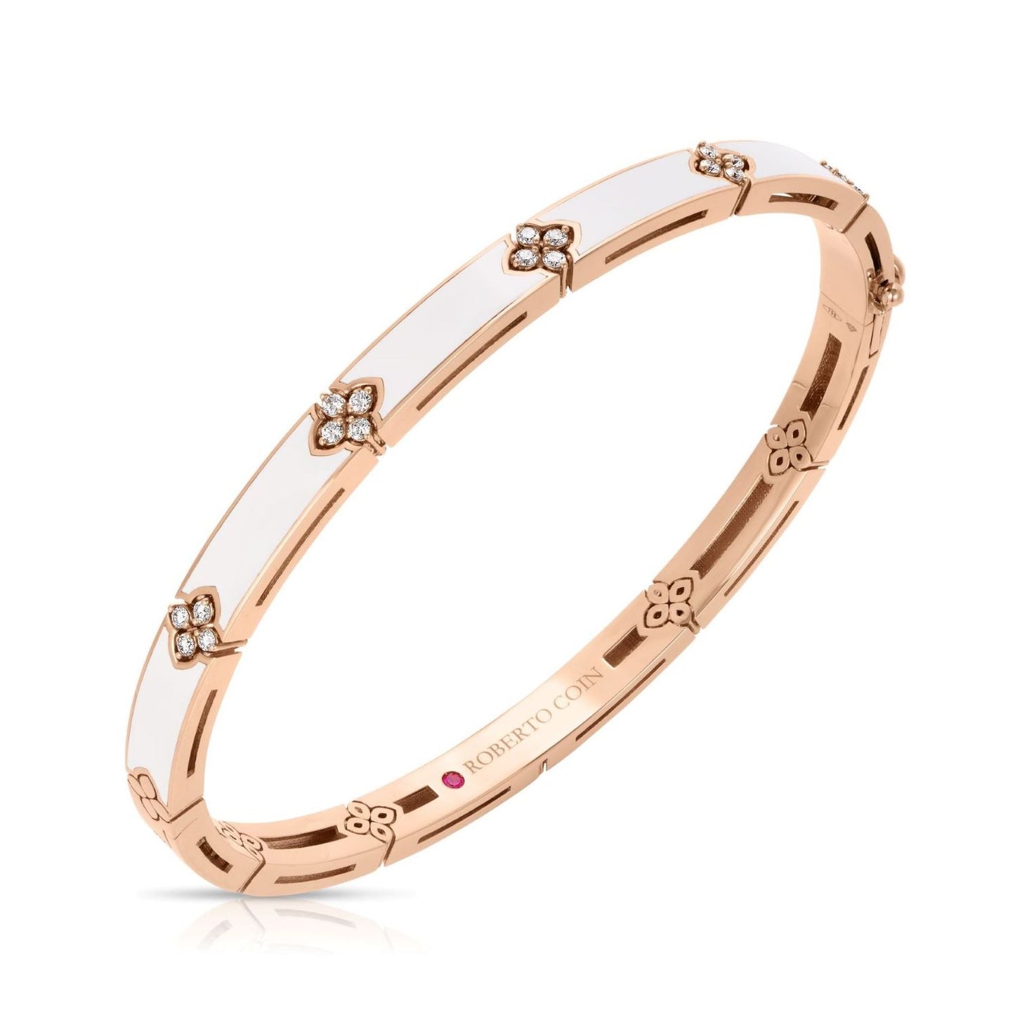 Diamond White Enamel Love In Verona Bangle