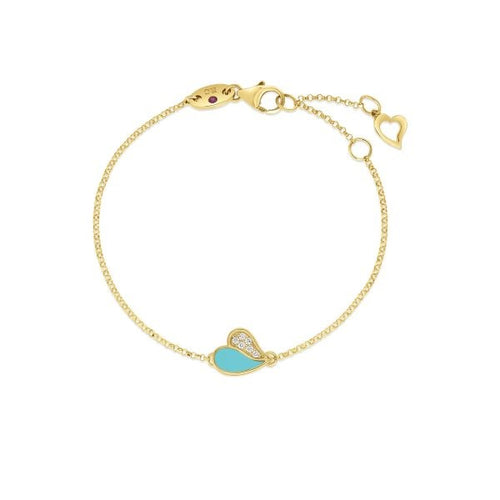 Amorino Diamond & Cyan Enamel Heart Bracelet