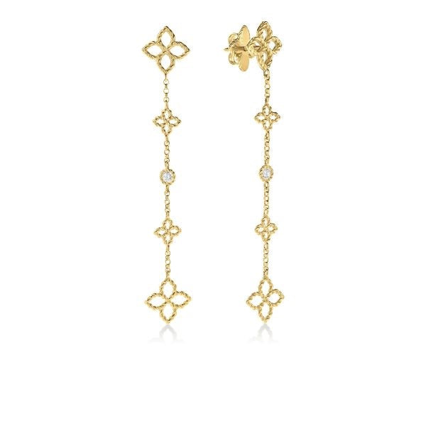 Principessa Diamond & Flower Station Dangle Earrings