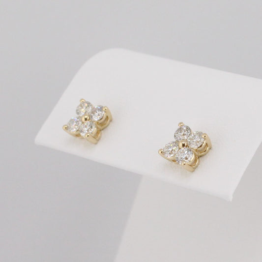 Four-Diamond Cluster Earrings