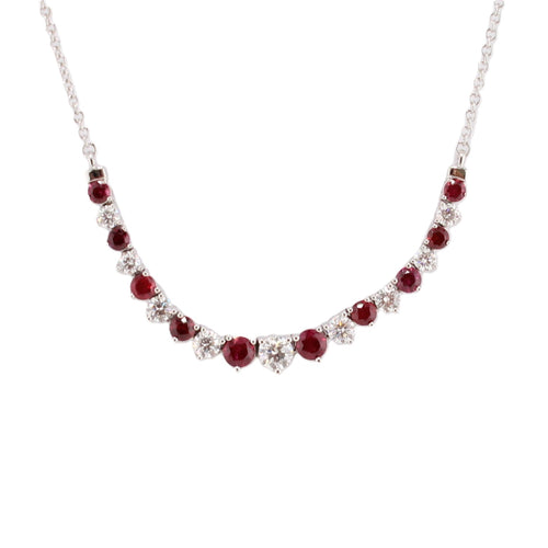 Ruby and Diamond Flexible Smiley Necklace