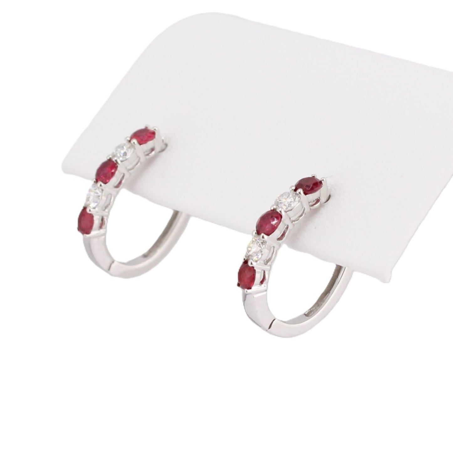 Ruby and Diamond Hoop Earrings