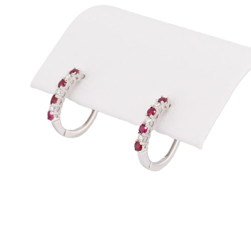 Ruby and Diamond Hoop Earrings