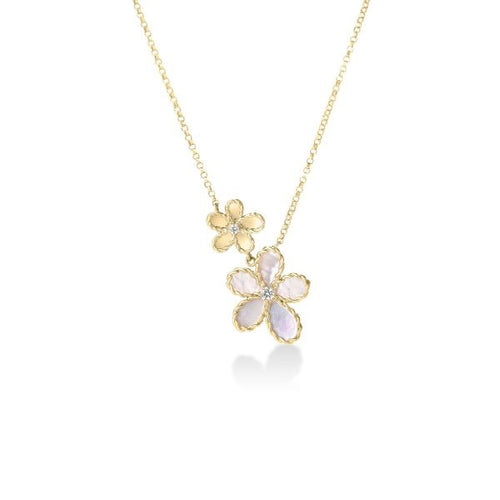 Jasmine Diamond & Mother Of Pearl Double Flower Necklace