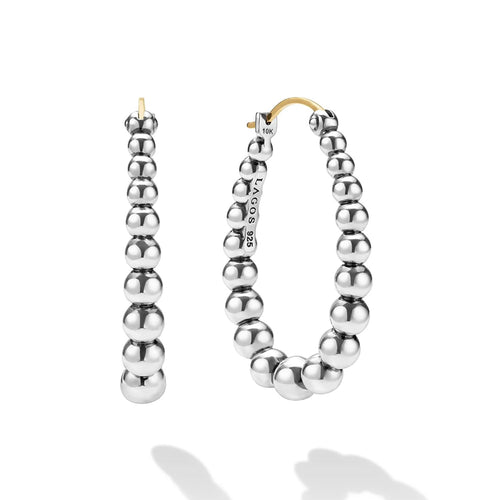 Caviar Bubbly Oval Beaded Hoop Earrings
