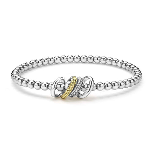 Caviar Lux Collection Four-Ring Diamond Stretch Bracelet