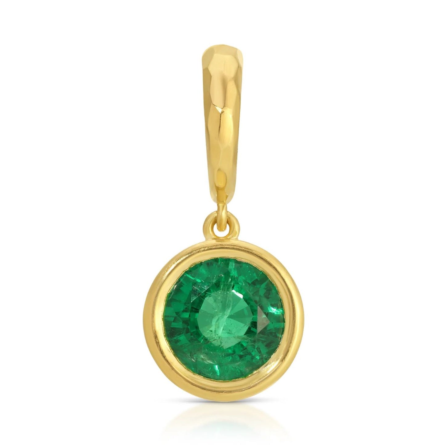 Hidden Gem Collection Emerald Pendant on Brown Leather Cord