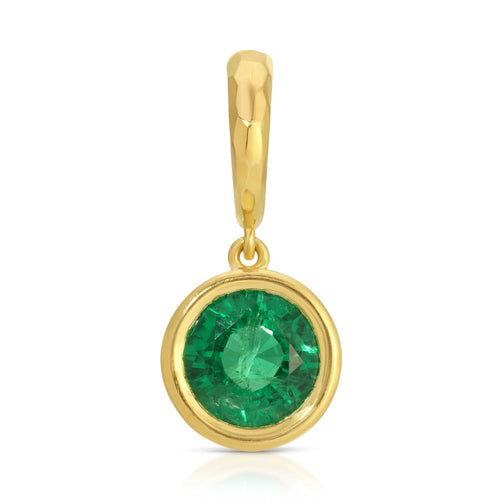 Hidden Gem Collection Emerald Pendant on Brown Leather Cord
