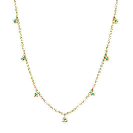 Nesting Gem Collection Emerald Dangle Station Necklace