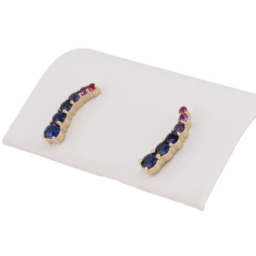 Color Sapphire Ear Climbers