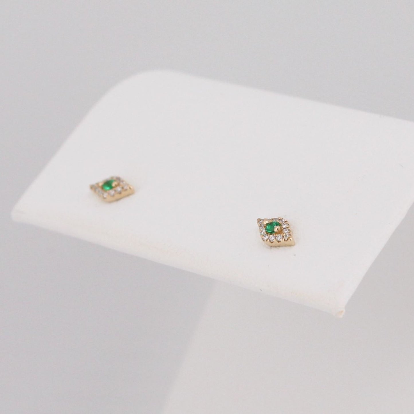 Diamond & Emerald Evil Eye Stud Earrings