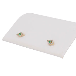 Diamond & Emerald Evil Eye Stud Earrings