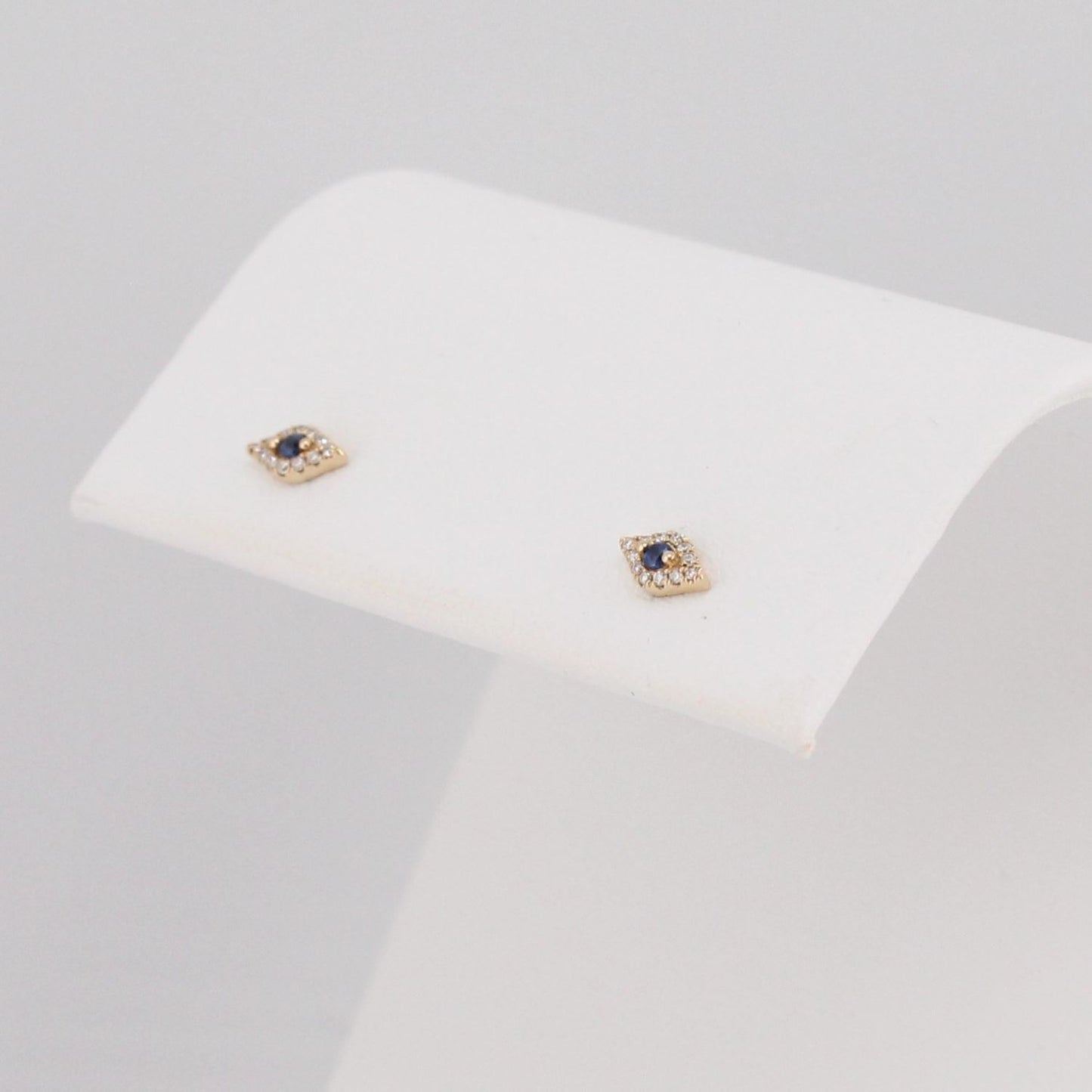 Diamond & Blue Sapphire Evil Eye Stud Earrings