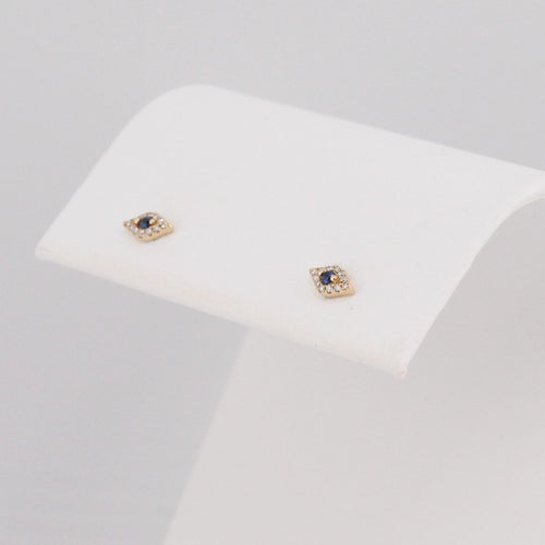 Diamond & Blue Sapphire Evil Eye Stud Earrings