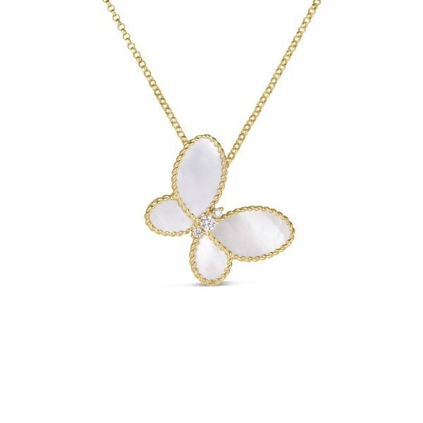 Jasmine Diamond & Mother of Pearl Butterfly Necklace